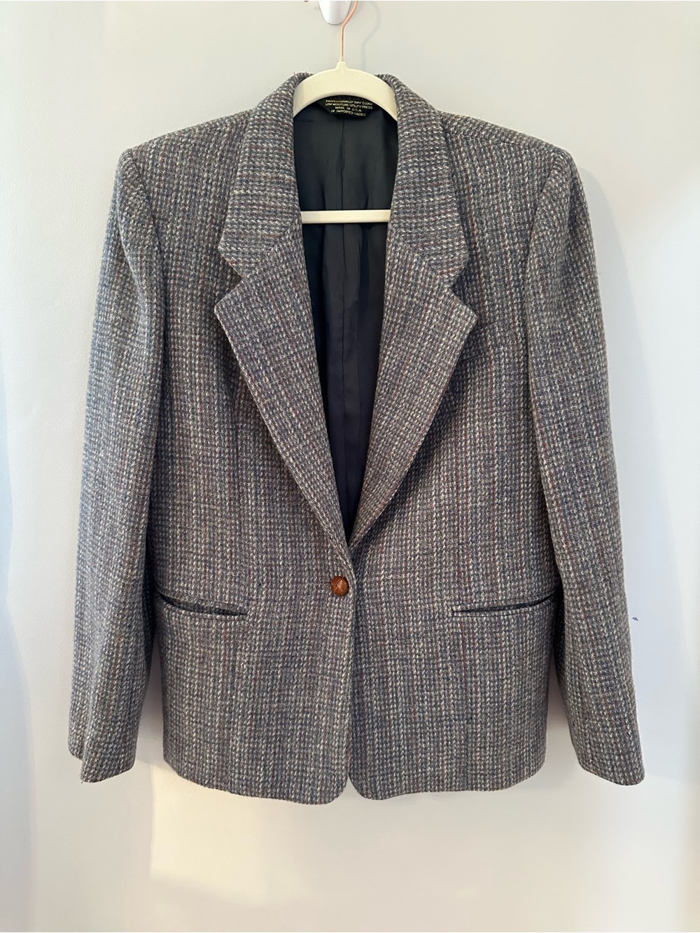 Vintage HarrisTweed Women’s Gray Wool Blazer Bristol County Scottish Wool 70-80s